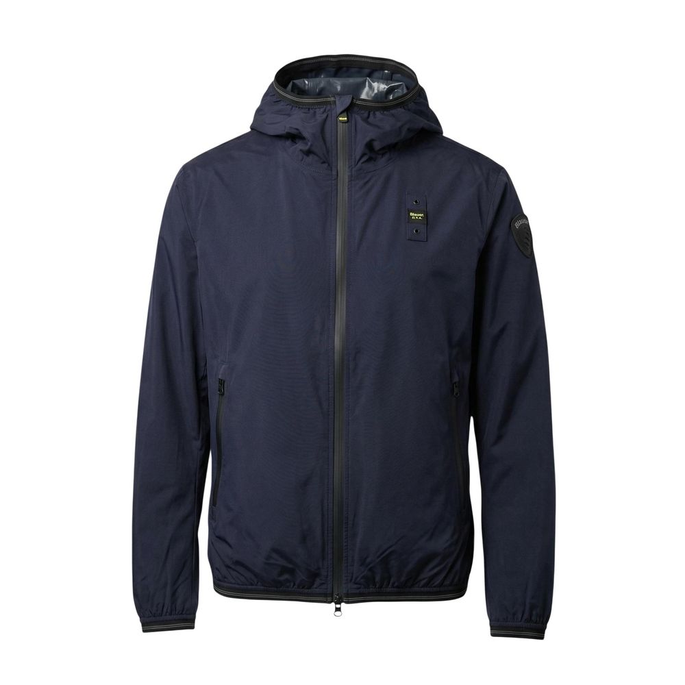 Blauer Men's Lightweight Windproof Stretch Polyamide Hooded Windbreaker Jacket - Blue Signature