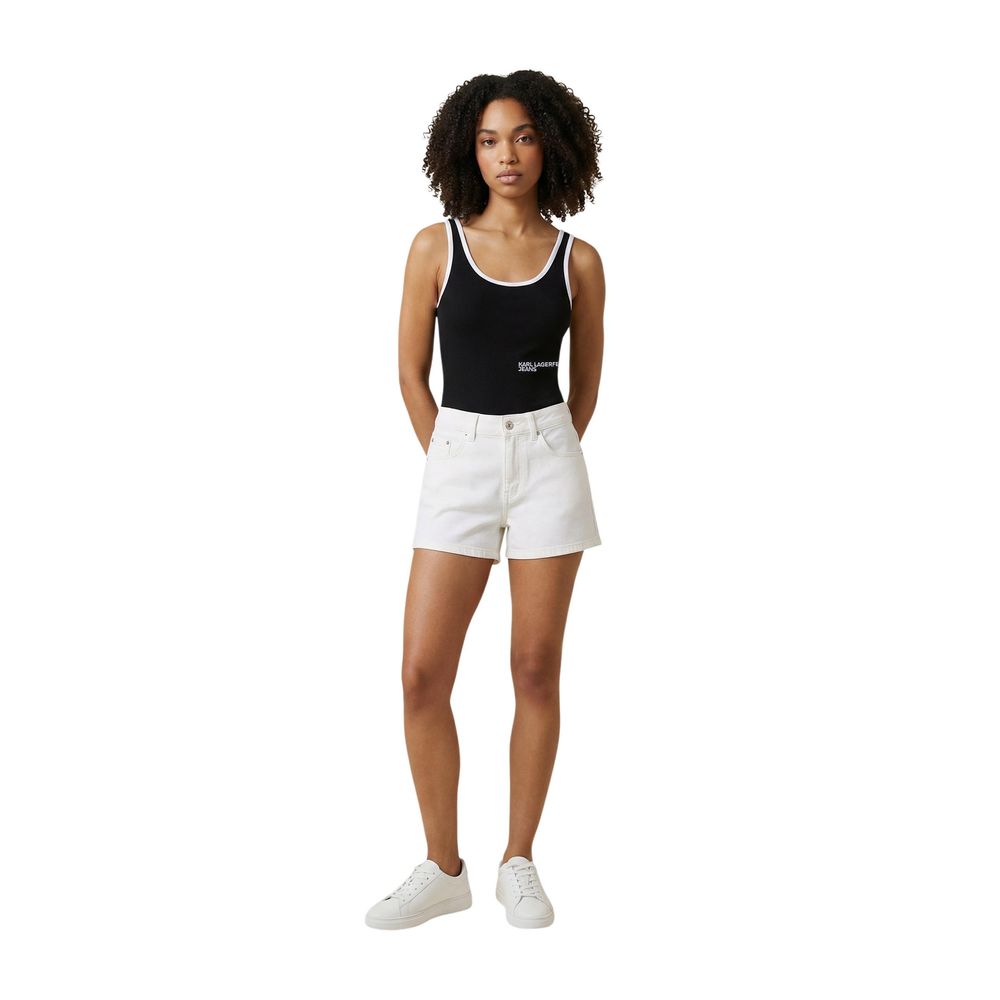 Karl Lagerfeld Women's Stretch Denim Cotton Shorts - Cream
