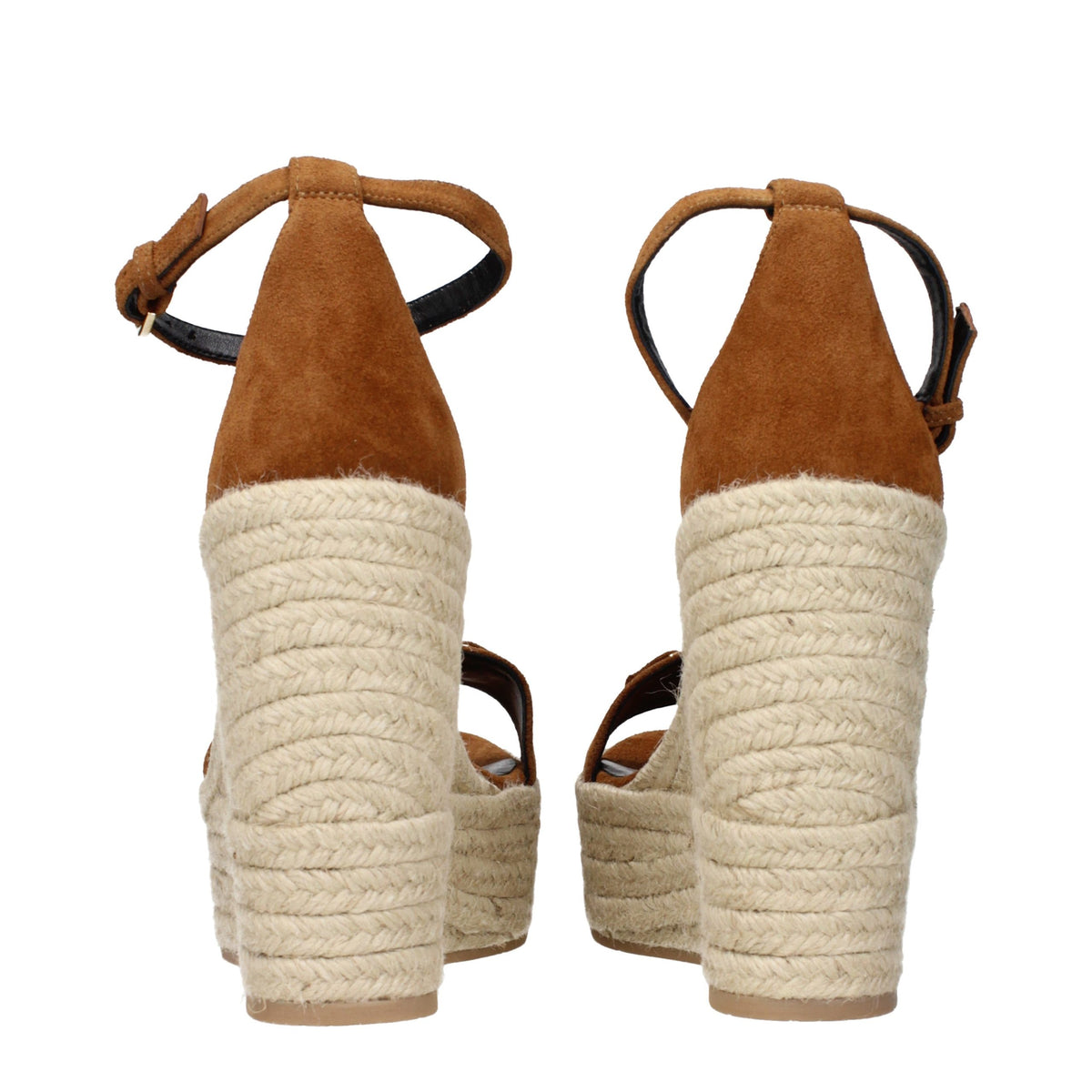 Wedge Sandals by Versace for women in suede leather brown features an architectural design from the Women's Suede Leather Wedge Sandals collection, defined by a architectural wedge and for a architectural finish.
