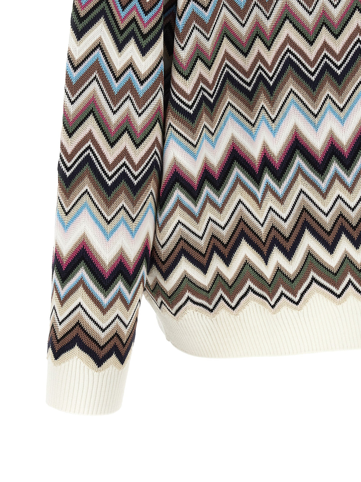 Missoni Women's Oversized V Neck Polyester Viscose Wool Polo Shirt - Multicolor Patterned