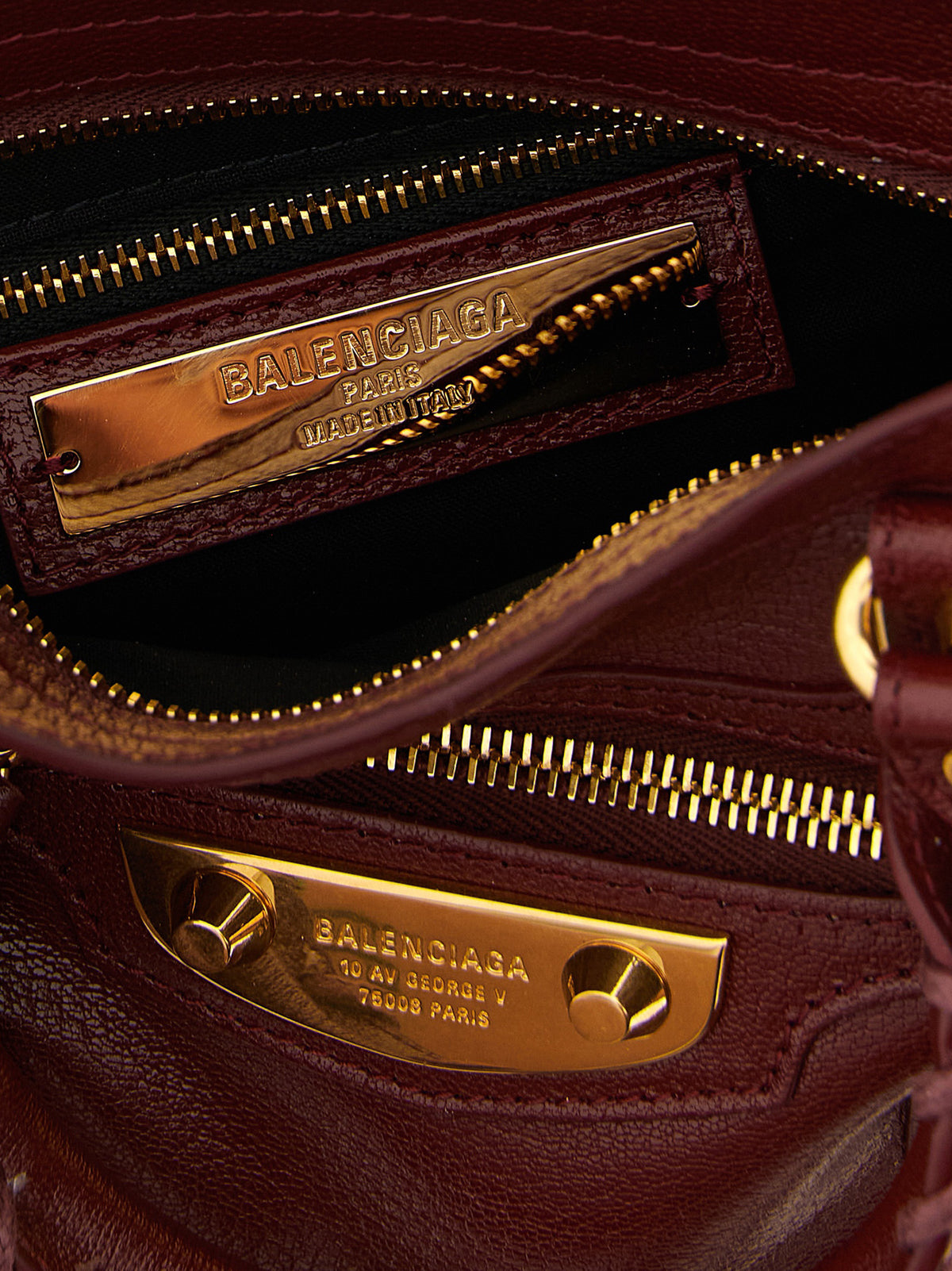 Balenciaga Le City Cotton Canvas & Goat Leather Mini Handbag - Bordeaux Gold