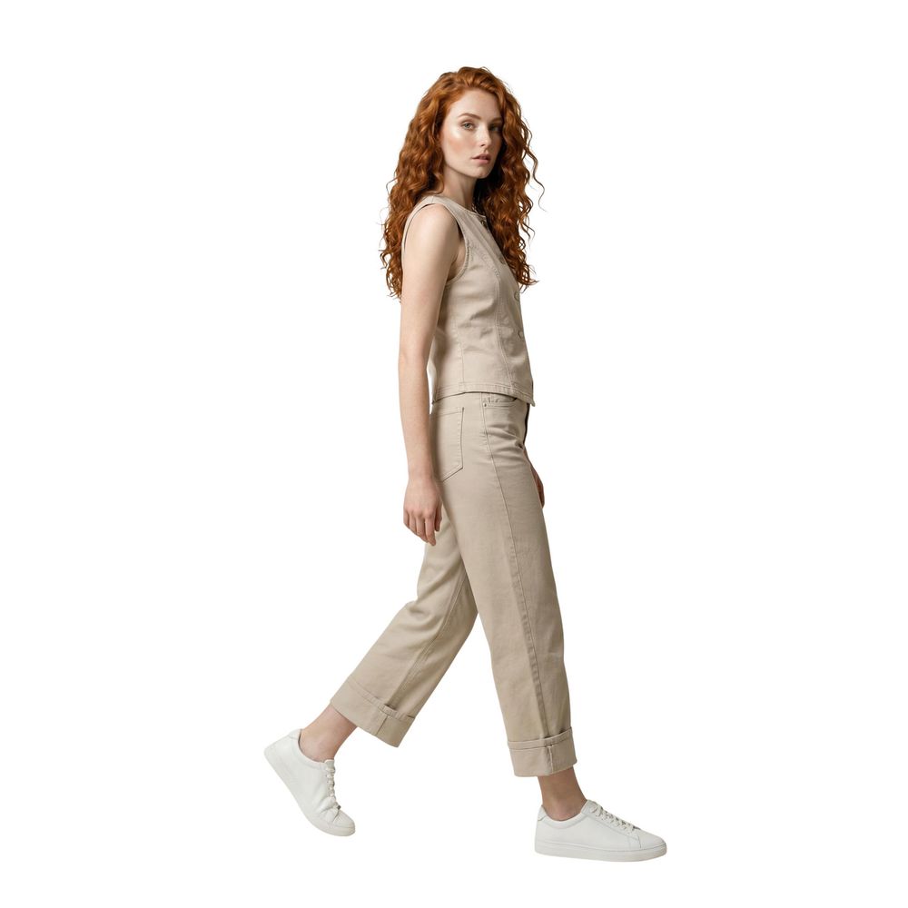 Only Women's Relaxed Fit Regular Slim Mom High Rise Denim Cotton Jeans - Beige Natural