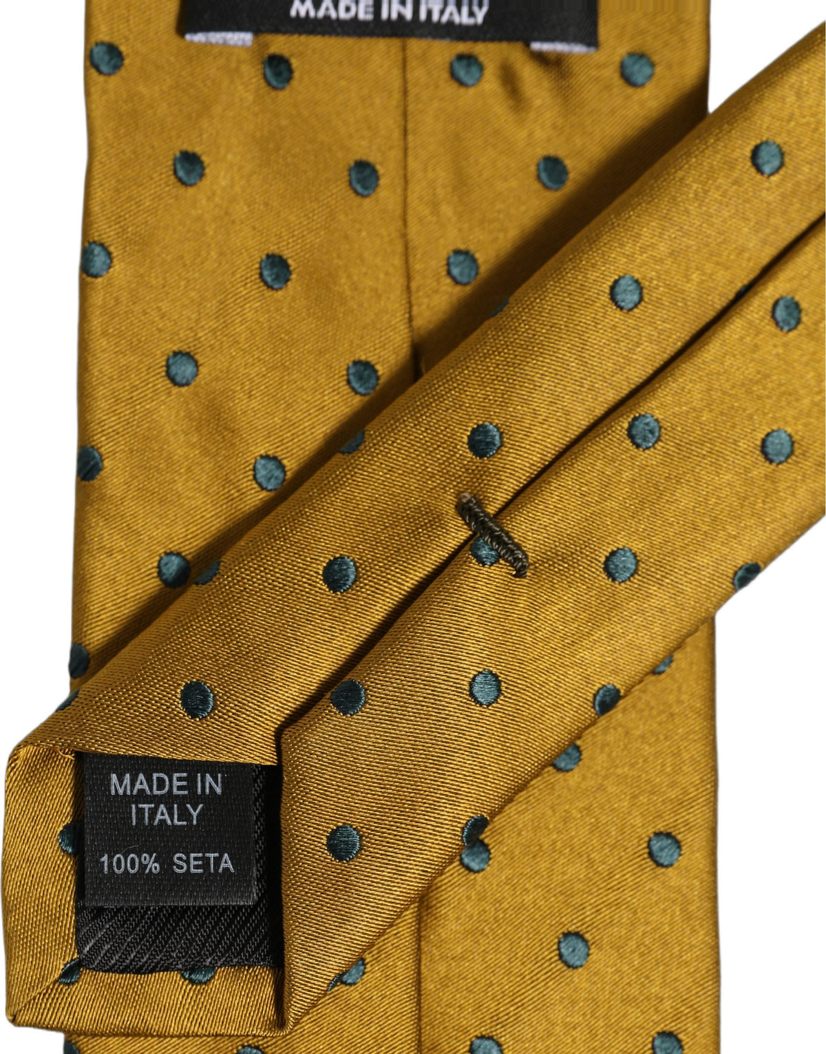 Dolce & Gabbana Men Mustard Silk Polka Dot Adjustable Tied Necktie Tie