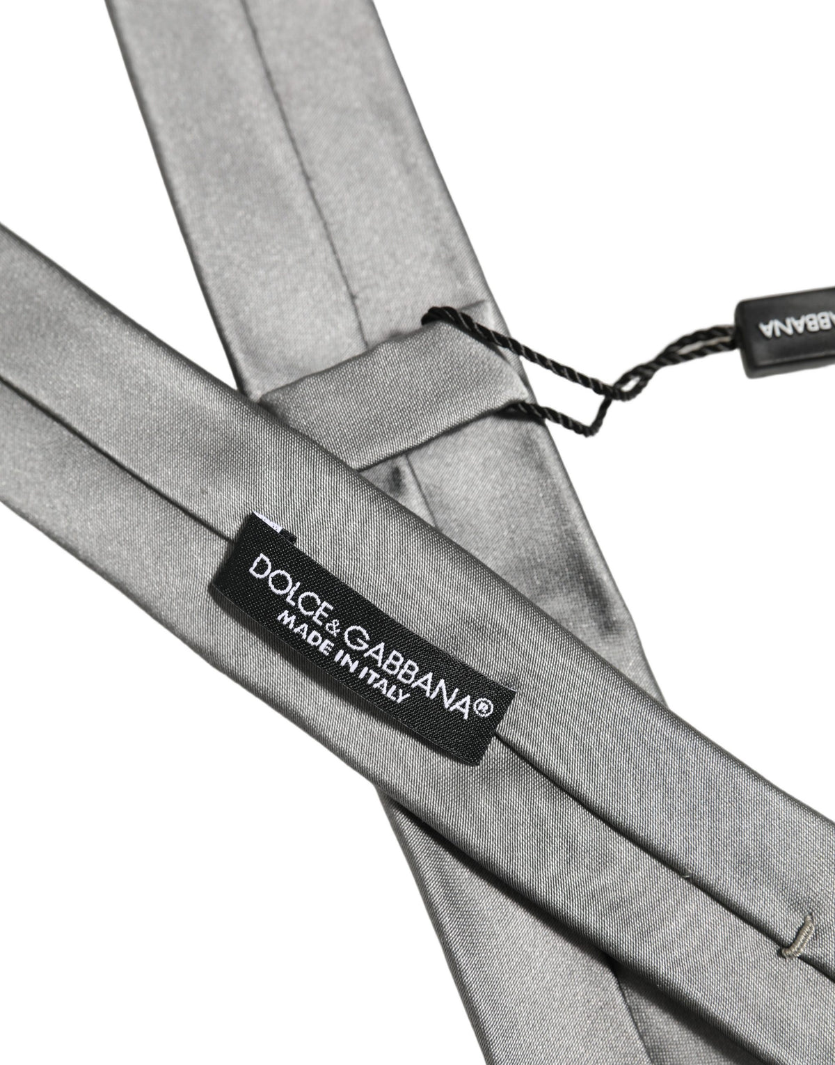 Dolce & Gabbana Gray Satin 100% Silk Adjustable Tied Men Necktie Tie