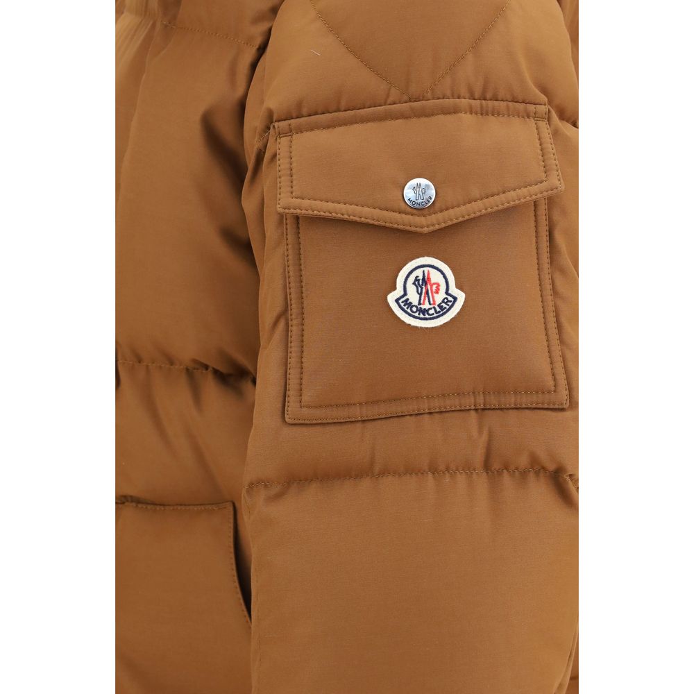 Moncler Men's Goose Down Padded Cotton & Polyester Hooded Overcoat - Brown Signature