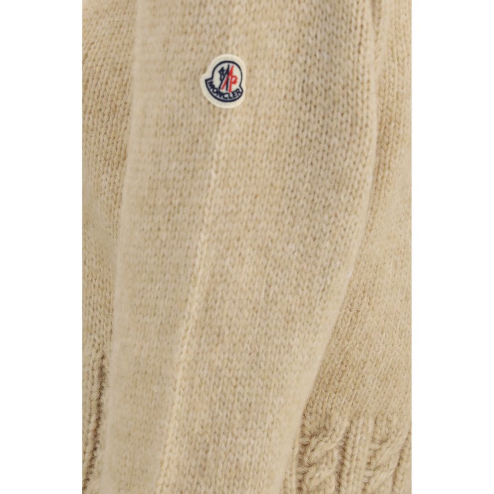 Moncler Women's Regular Fit Turtleneck &Crew Neck Polyamide Merino & Alpaca Wool Sweater - Beige Signature