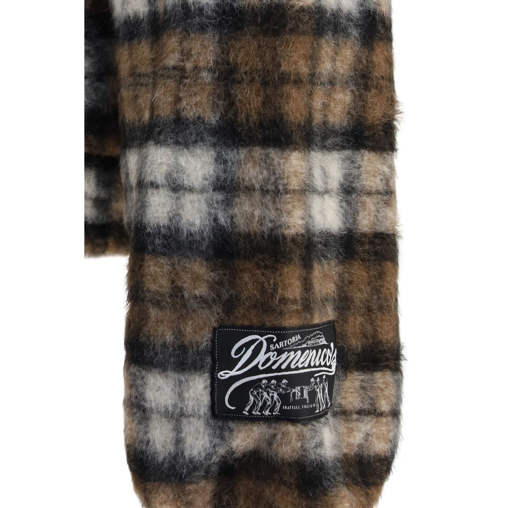 PDF Channel Men's Relaxed Fit Oversized Acrylic Mohair Polyester & Merino Wool Sweatshirt Hoodie - Brown Patterned Tartan