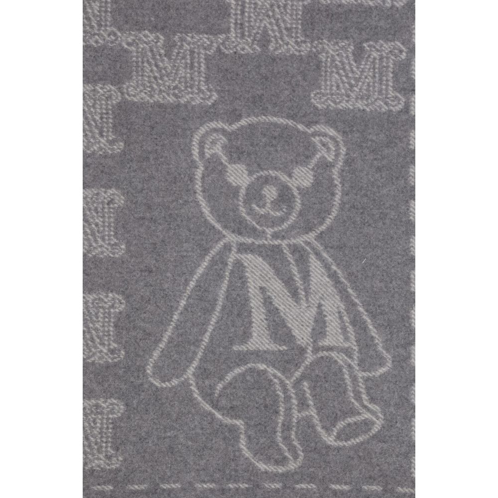Max Mara Bear Cashmere Shawl Rectangular Fringes Scarf - Gray Signature
