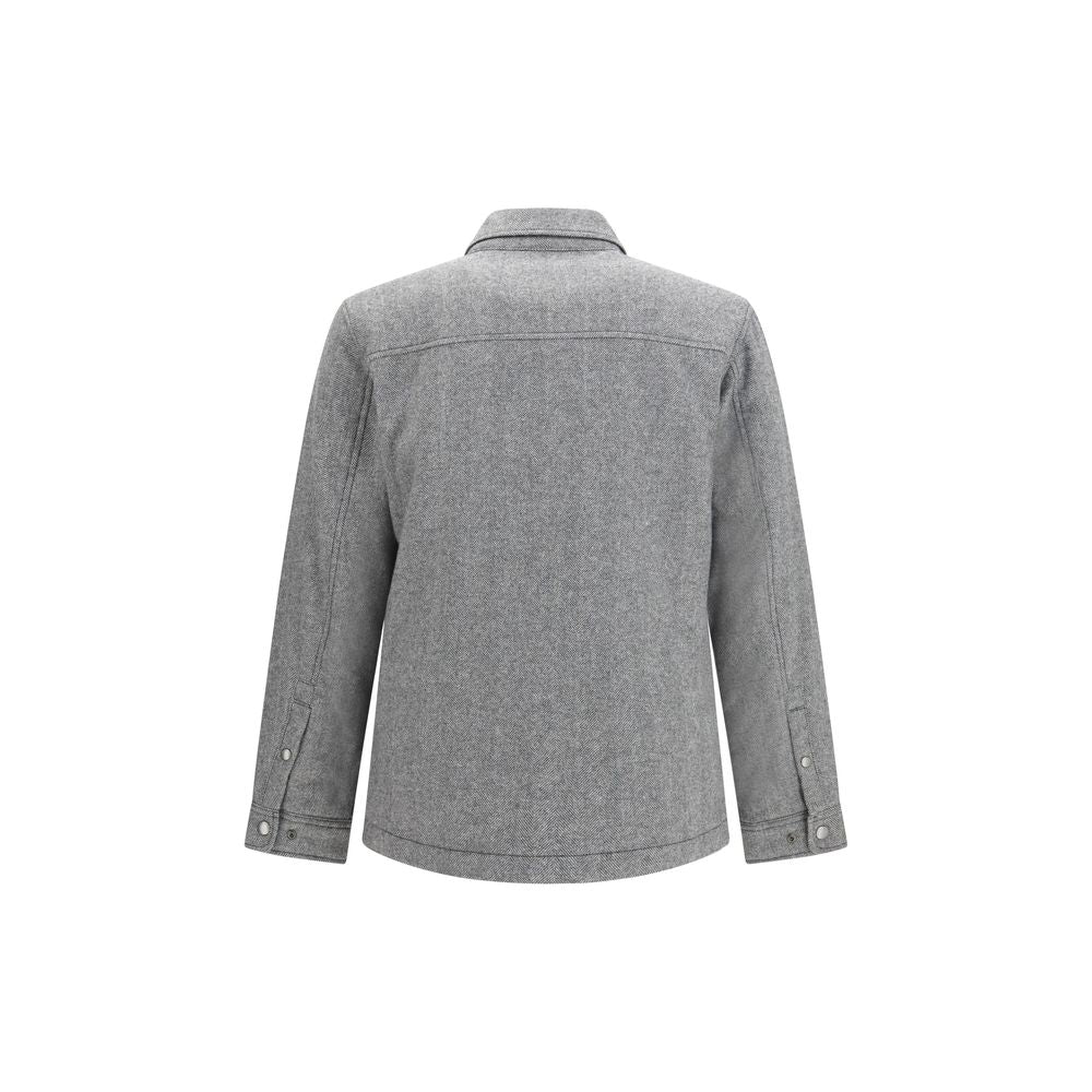 Overcoat by Woolrich for men in merino wool polyamide polyester duck & goose down gray & checked showcases a architectural silhouette, artfully detailed with a distinctive and functional pockets & insulated for a architectural finish.