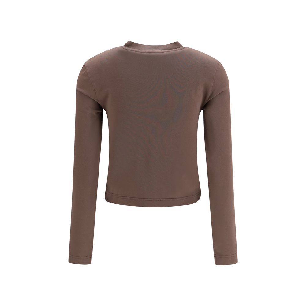 Jacquemus Women's Regular Fit Slim Long-Sleeve Crew Neck Cotton T-Shirt - Brown Signature
