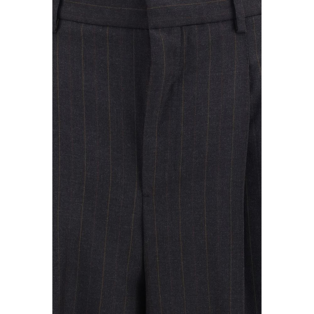 Ami Paris Women's Regular Fit Wide High Rise Polyamide Wool Trousers - Black
