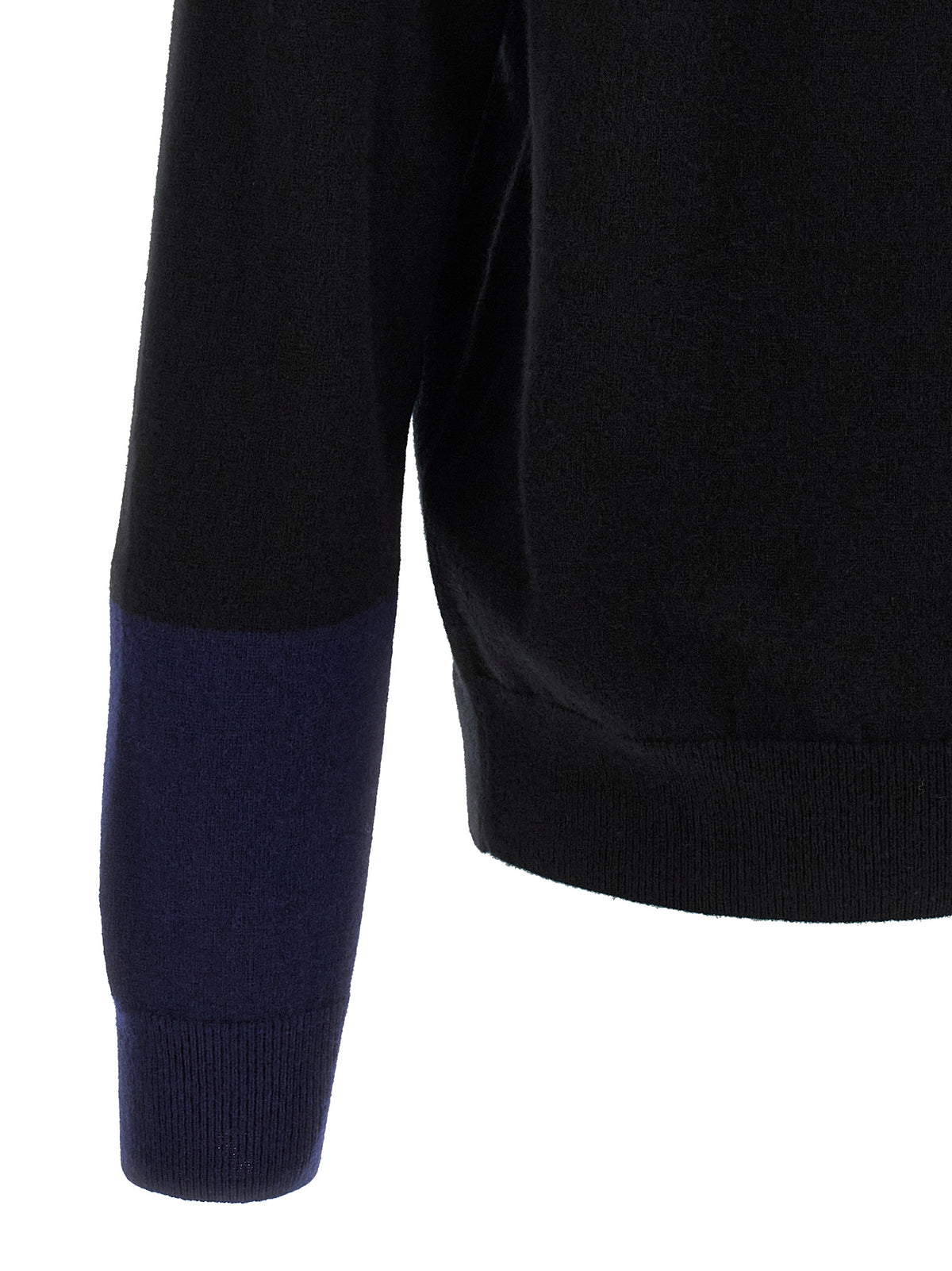 Comme Des Garçons Men's Round Neck Wool Cardigan - Black Navy Pearl