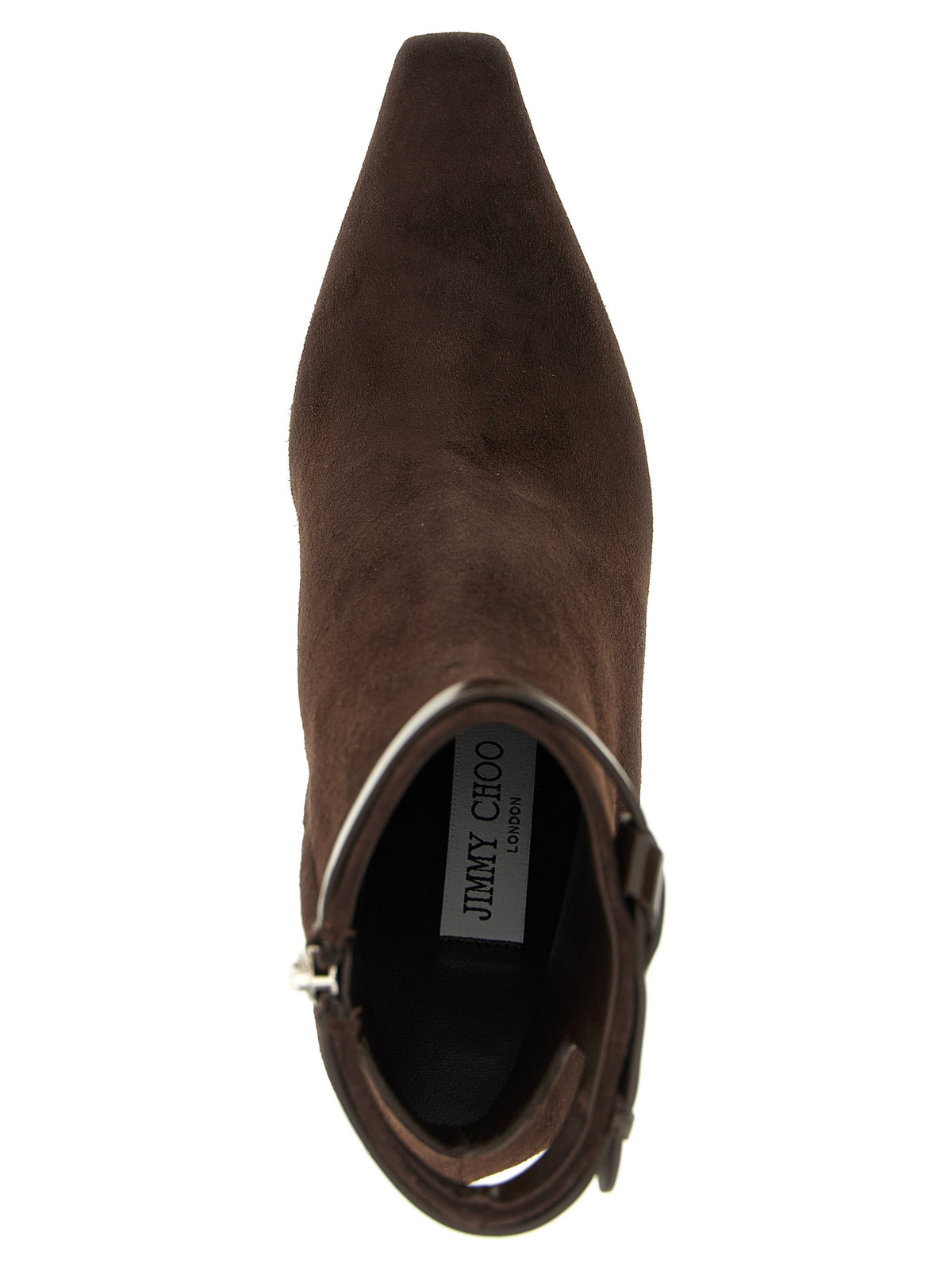 Jimmy Choo Women's Suede Leather Stiletto Ankle Cut-Out Strap Boots - Brown