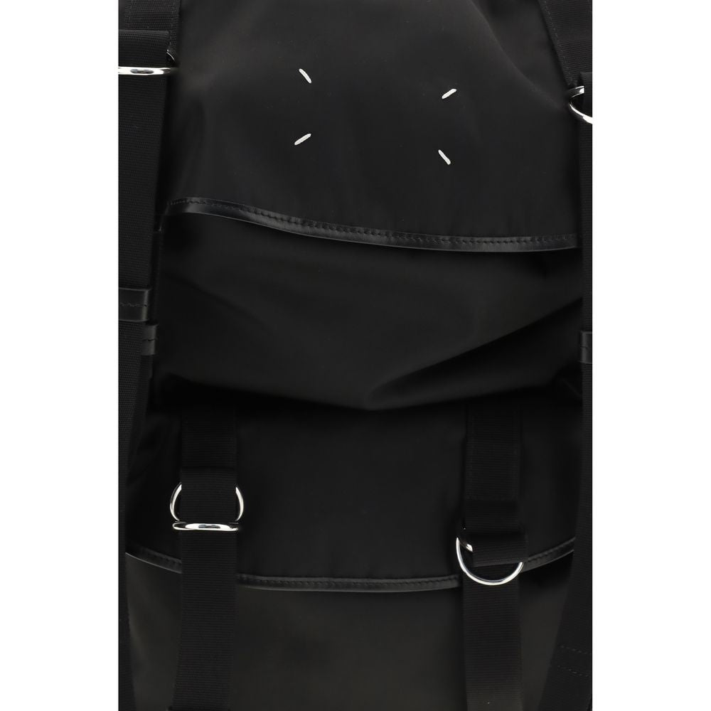 Maison Margiela Nylon Flap Backpack - Black White Signature