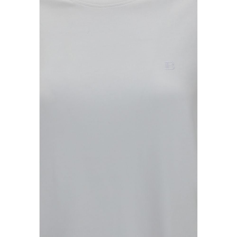 T-Shirt by Balmain for women in organic cotton white showcases a fashionable silhouette, elegantly detailed with a fashionable and for a sophisticated, high-fashion look.