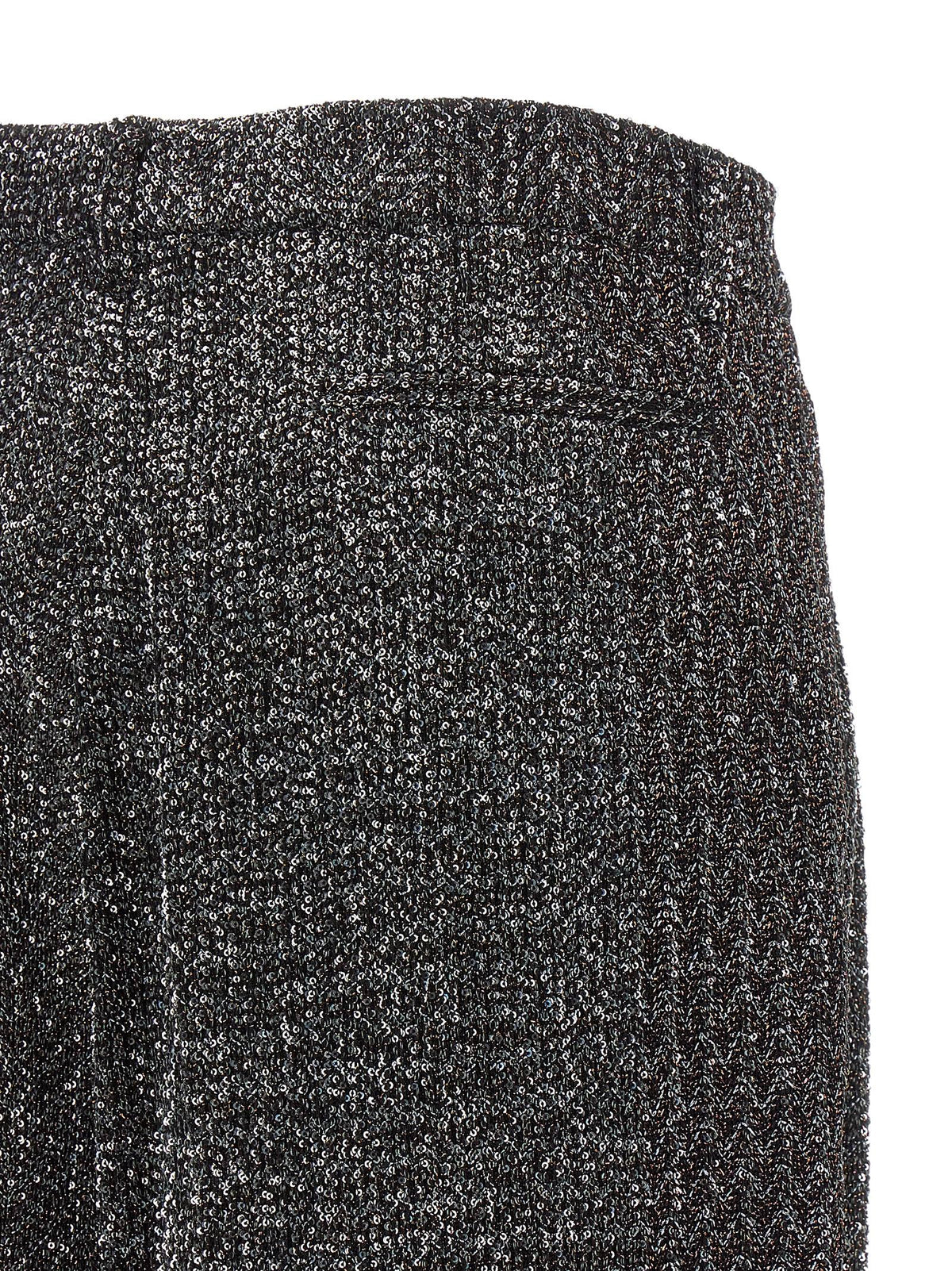 Missoni Women's Wide Polyamide Polyester Viscose & Sequins Trousers - Black Dark Gray Silver