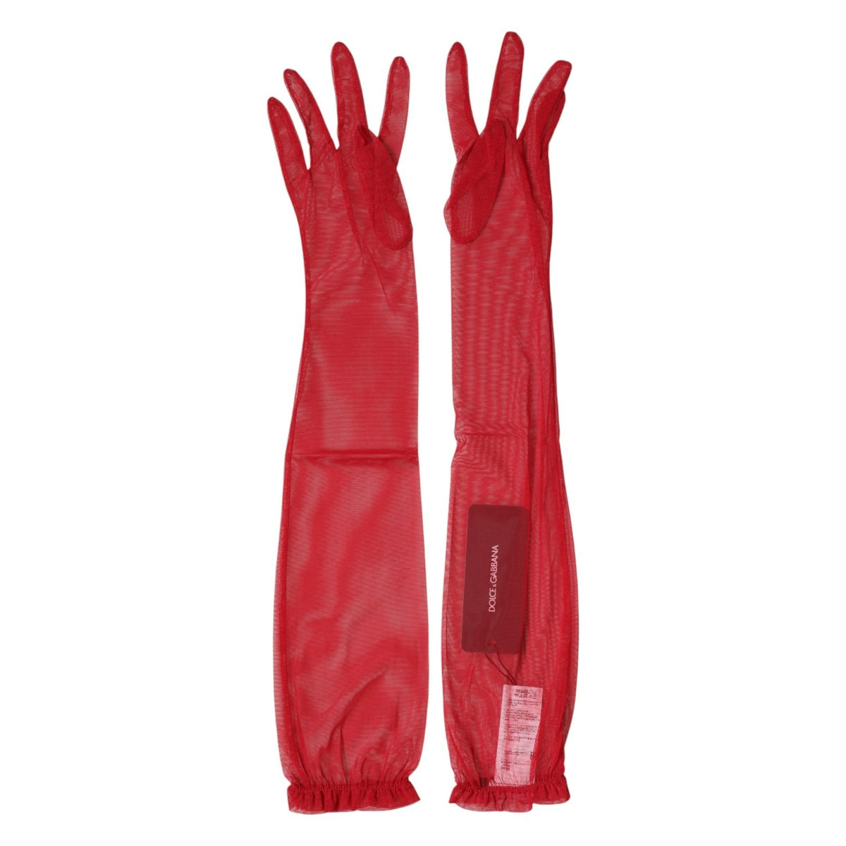 Dolce & Gabbana Acetate Elastane & Polyamide Mittens Elbow Length Gloves - Red Signature