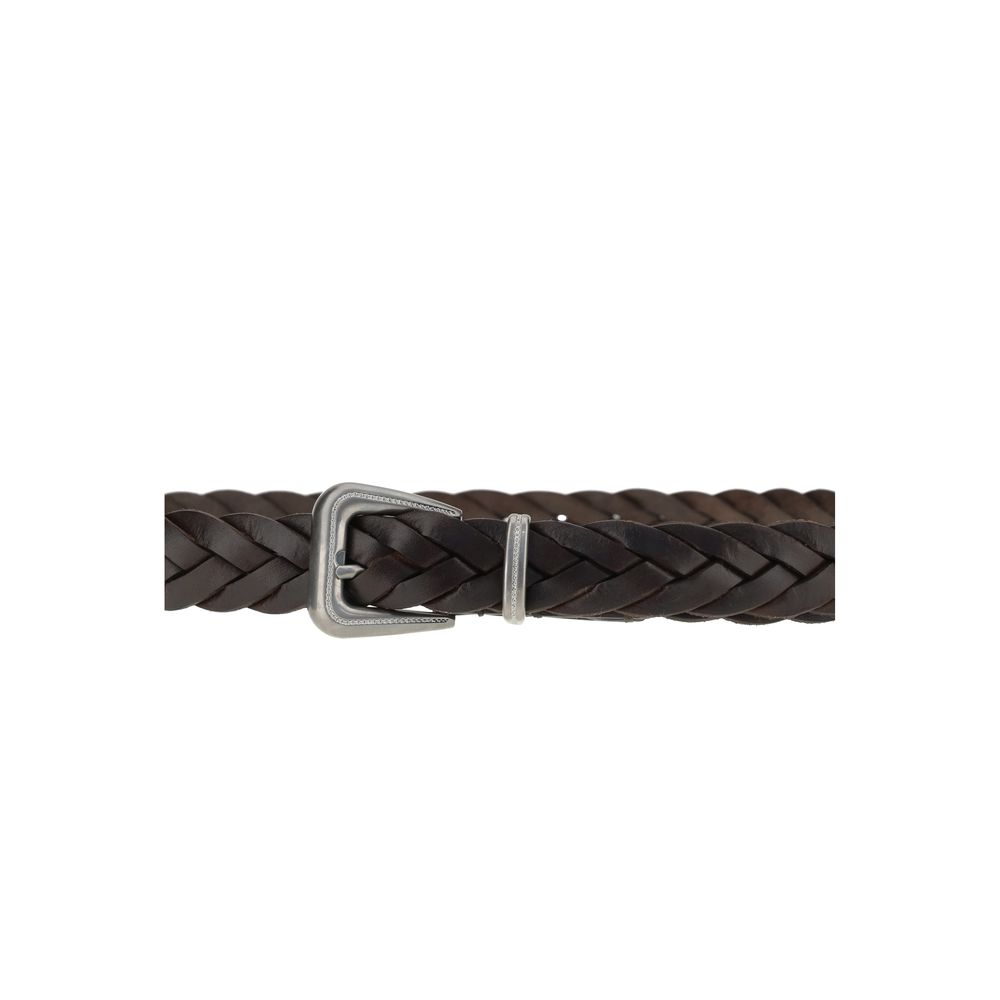 Brunello Cucinelli Bos Taurus Calf Leather Belt - Brown Silver