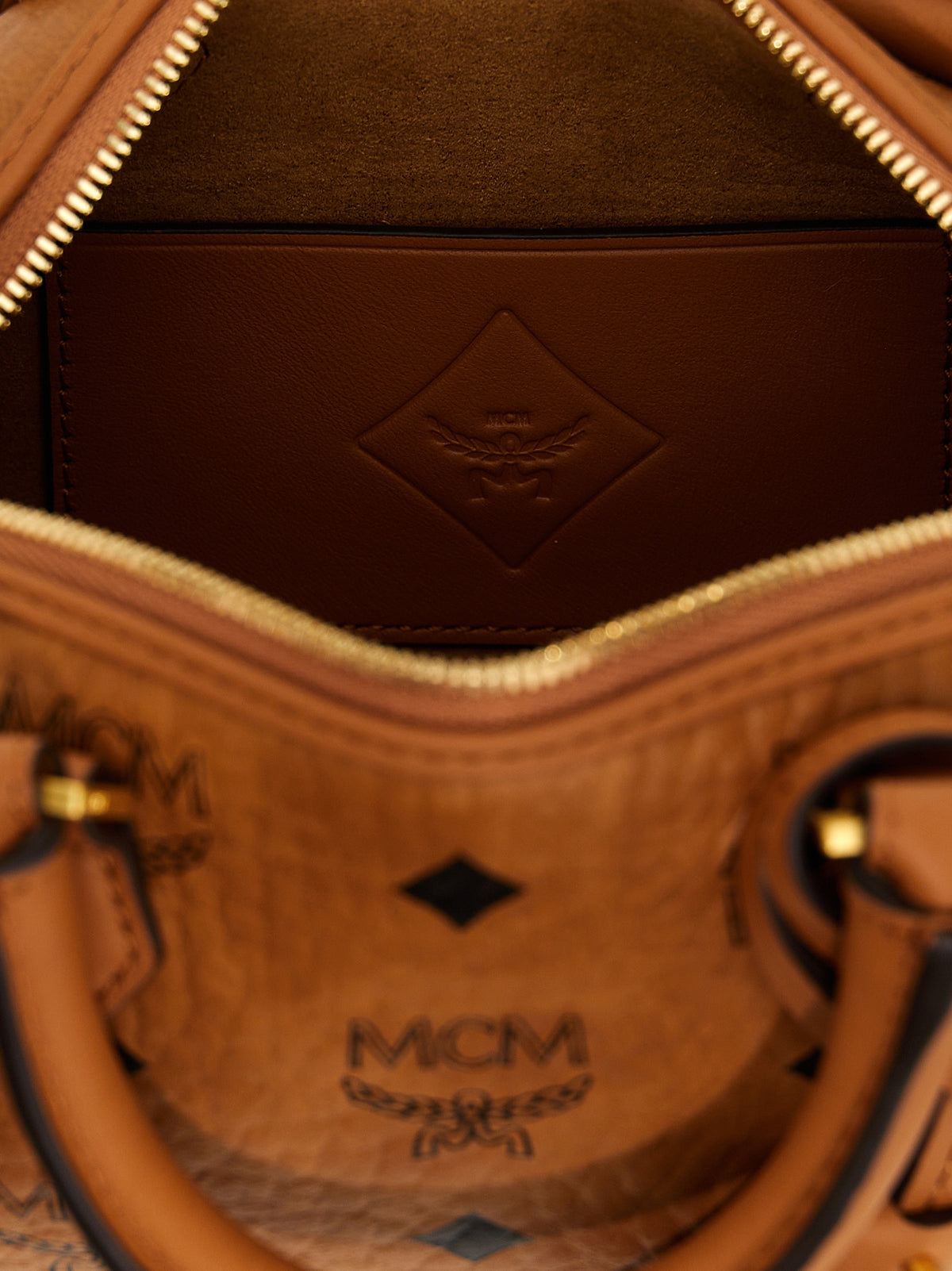 MCM Ella Canvas & Polyethylene Mini Boston Handbag - Brown Print