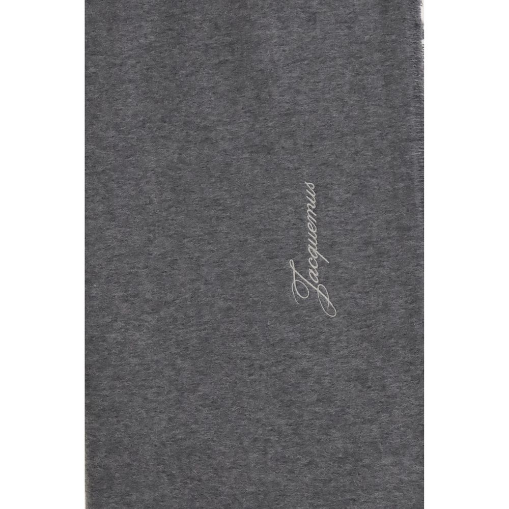 Jacquemus Merino Wool Fringes Scarf - Gray Signature