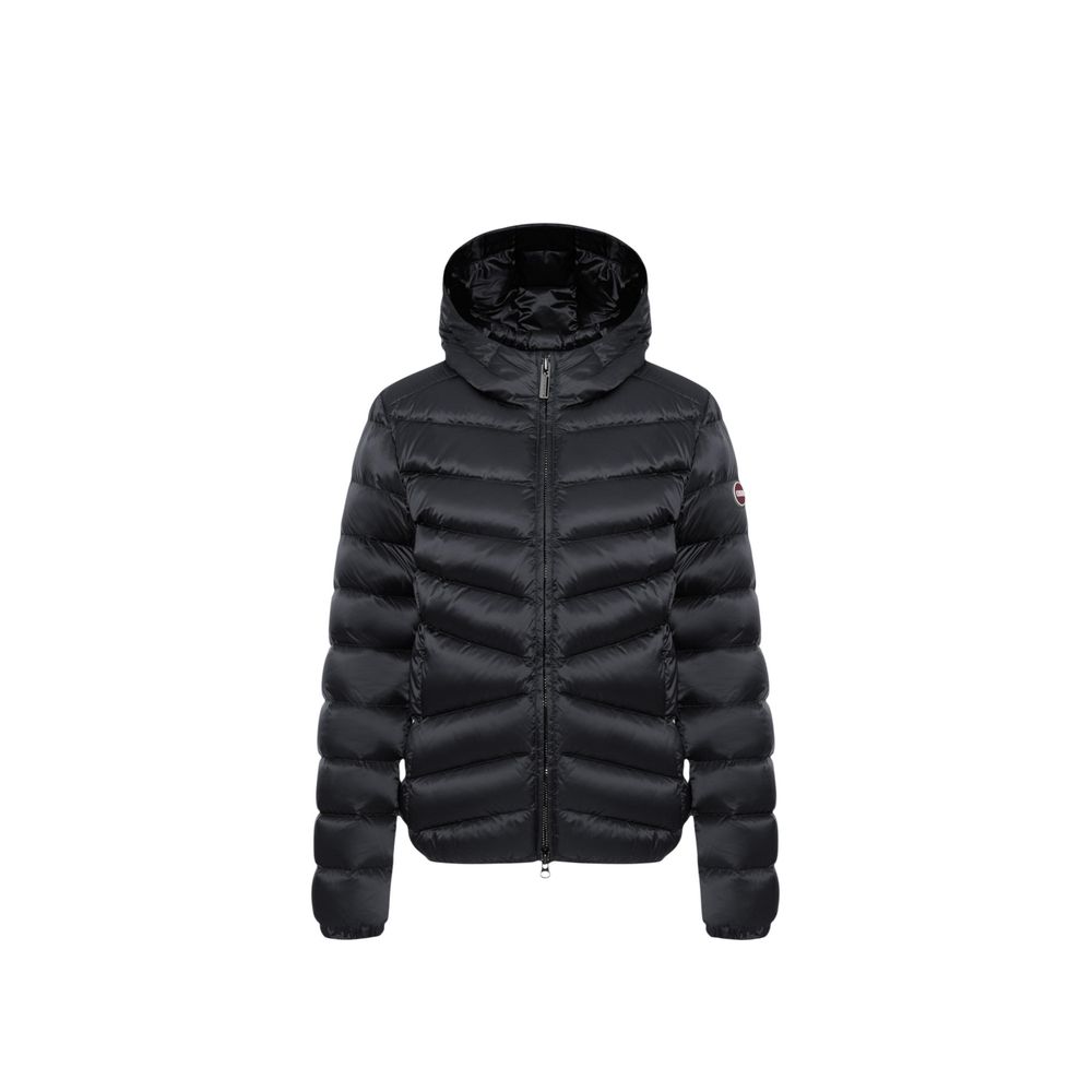 Hooded Overcoat by Colmar Originals for women in polyamide & duck down black presents a luxurious silhouette, showcasing a luxurious hooded neckline and sophisticated thermal, lightweight, hooded & insulated for a premium, luxurious look.