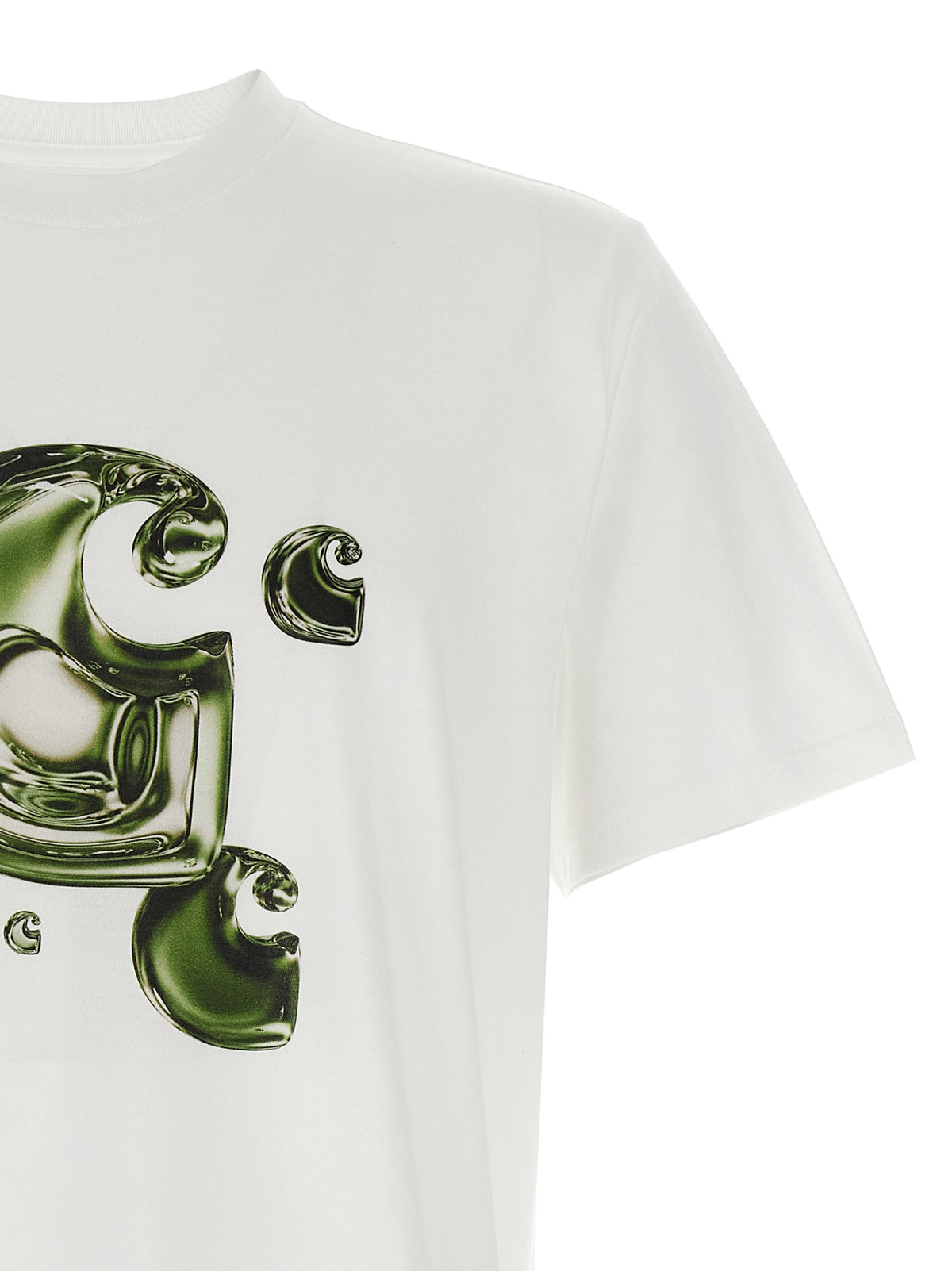 Carhartt Wip Men's Short-Sleeve Crew Neck Chrome & Organic Cotton T-Shirt - White Print