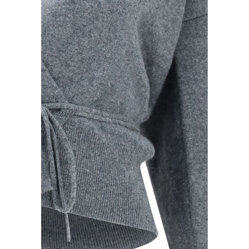 Extreme Cashmere Ella Women's Regular Fit Slim V Neck Cashmere & Nylon Cardigan - Gray