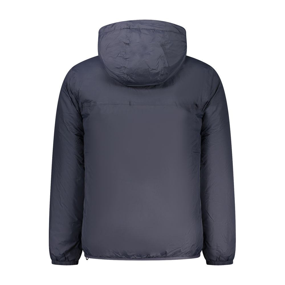 Hooded Windbreaker Jacket by K-WAY for men in polyamide blue features an enduring silhouette, showcasing technical breathable-design, water-resistant, windproof, pockets & hooded and a sophisticated for a truly enduring aesthetic.