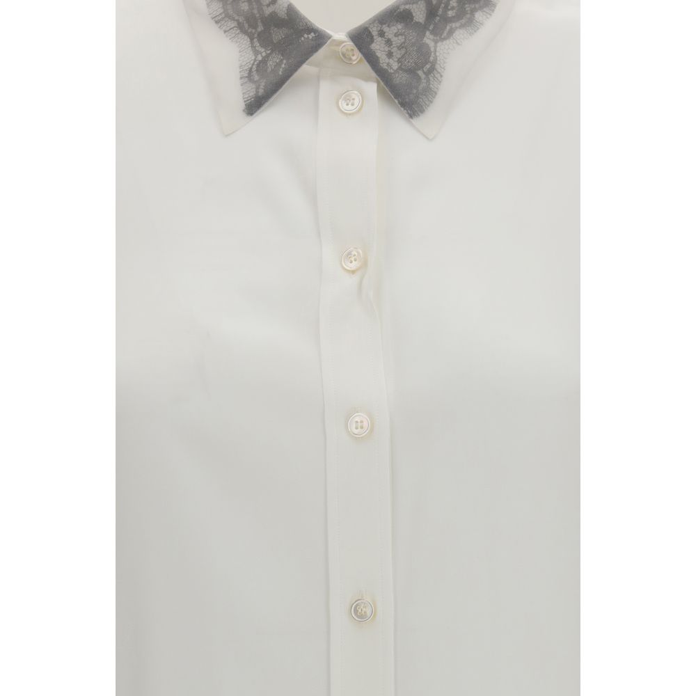 Alexander McQueen Women's Regular Fit Long-Sleeve Lace & Silk Dress Shirt - White Floral