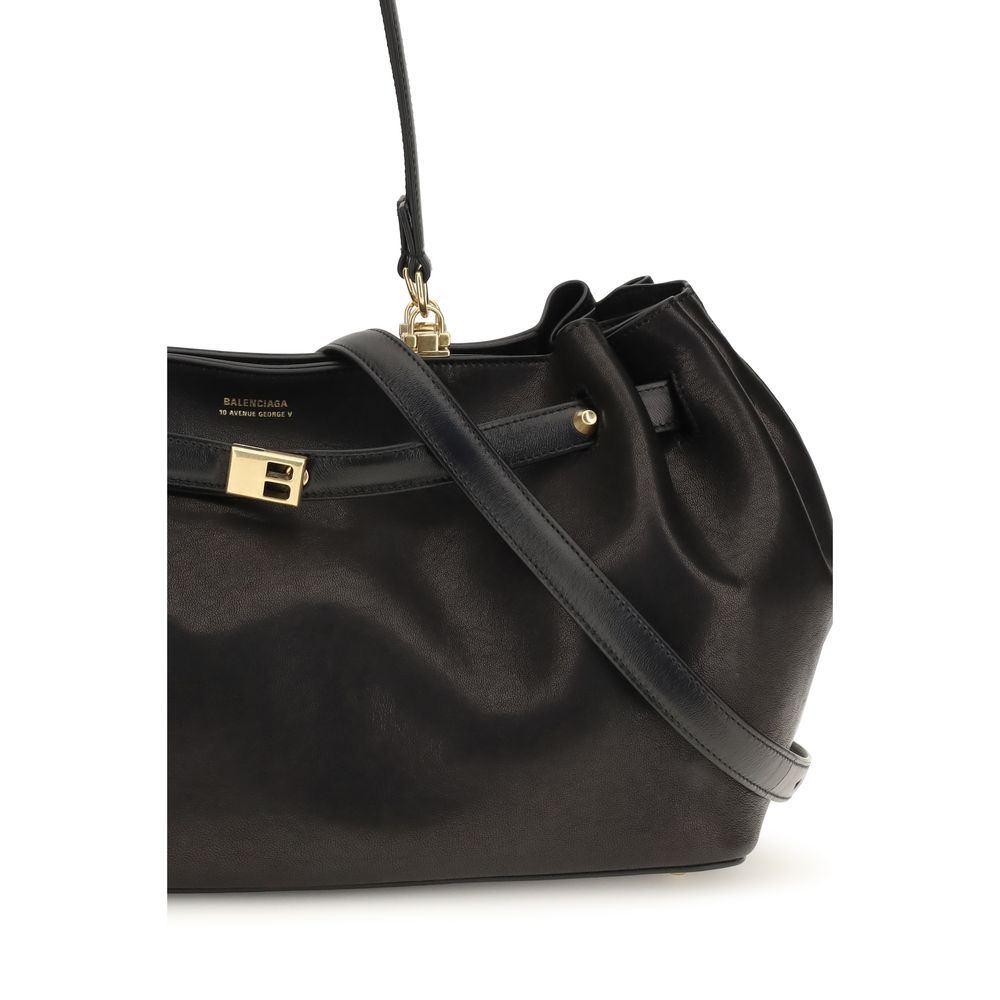 Balenciaga Bos Taurus Suede Calf Leather Medium Shoulder Tote Bag - Black Gold