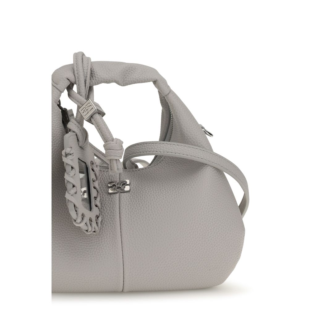 Ganni Polyester & Polyurethane Mini Half Moon Crossbody Tote Shoulder Bag - Gray