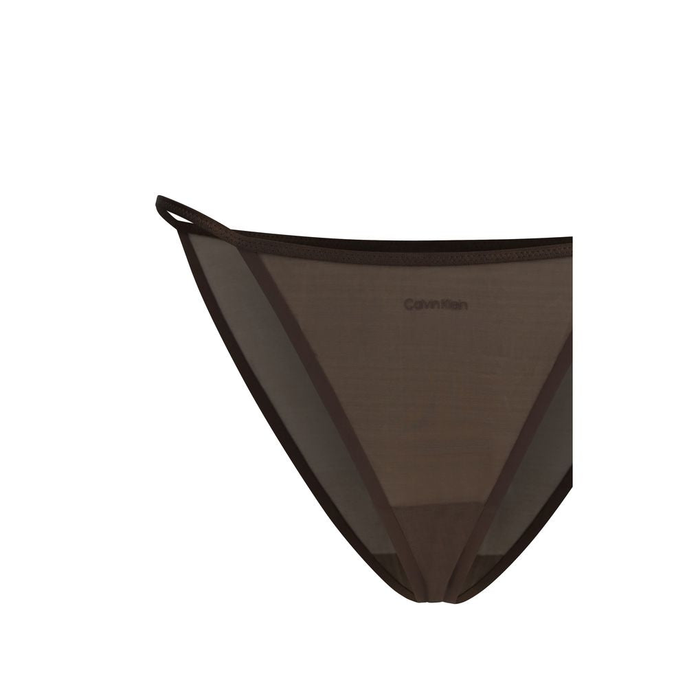 Thongs by Calvin Klein for women in stretch cotton & nylon brown & print features a on trend silhouette, showcasing the signature style of the Women's Low Rise Stretch Cotton & Nylon Thongs with a on trend finish.