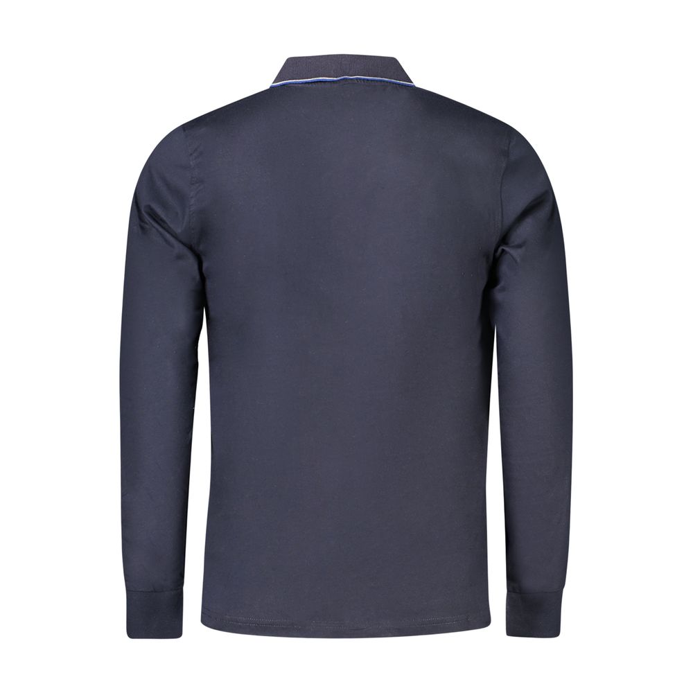 Coveri Moving Men's Long-Sleeve Cotton Polo Shirt - Blue Natural