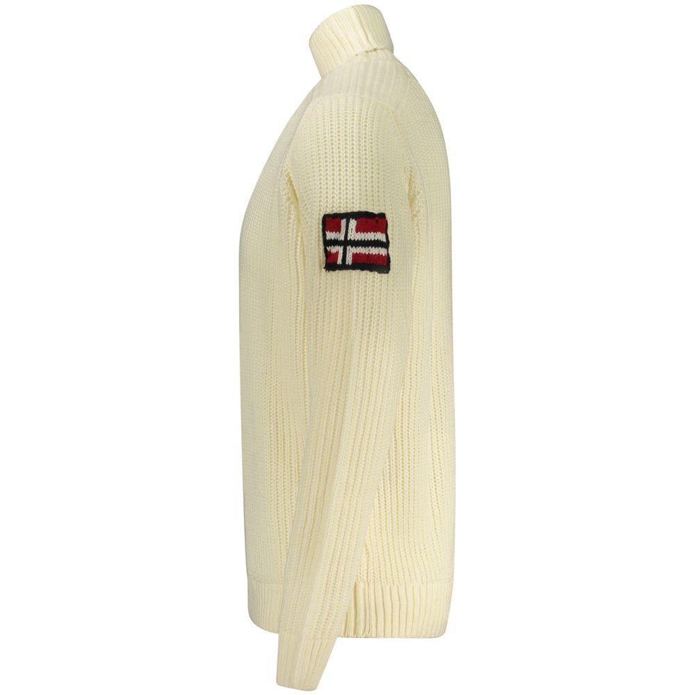 Norway 1963 Crisp Men's Turtleneck Marabou Wool Sweater - White