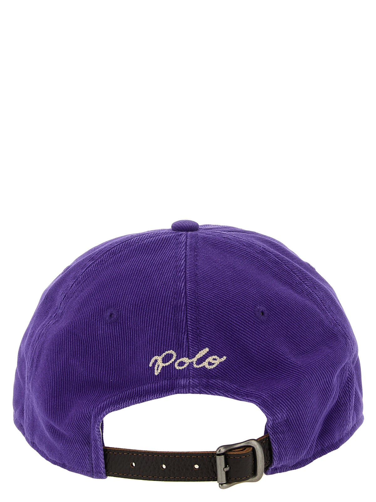 Polo Ralph Lauren Cotton Twill & Leather Baseball Cap - Brown Peach Purple Herringbone