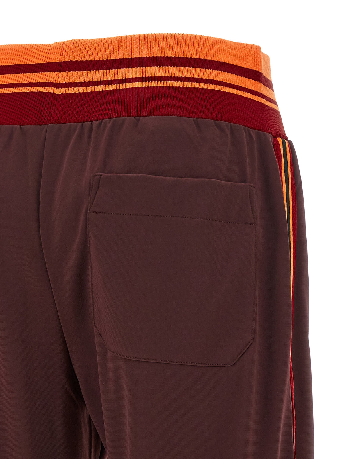Dries Van Noten Women's Athletic Relaxed Fit Polyester Trousers - Brown Burgundy Orange Striped