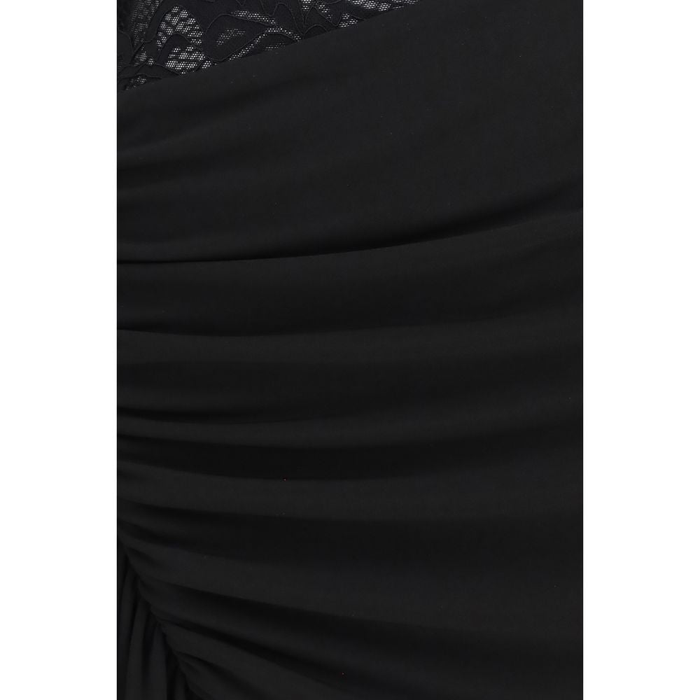 Nissa Women's Cocktail Long-Sleeve Lace Nylon & Spandex Mini Dress - Black Patterned