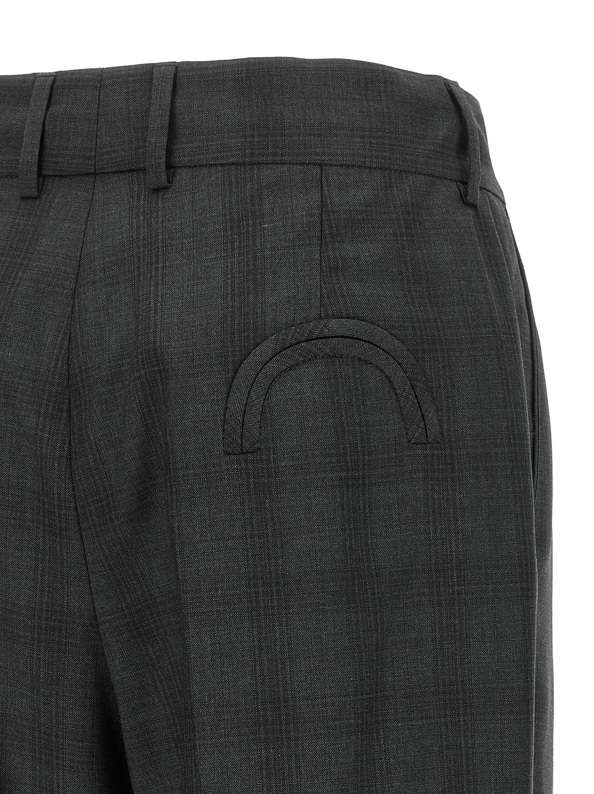 Blazé Milano Women's Straight Leg High Rise Virgin Wool Trousers - Gray Patterned Signature