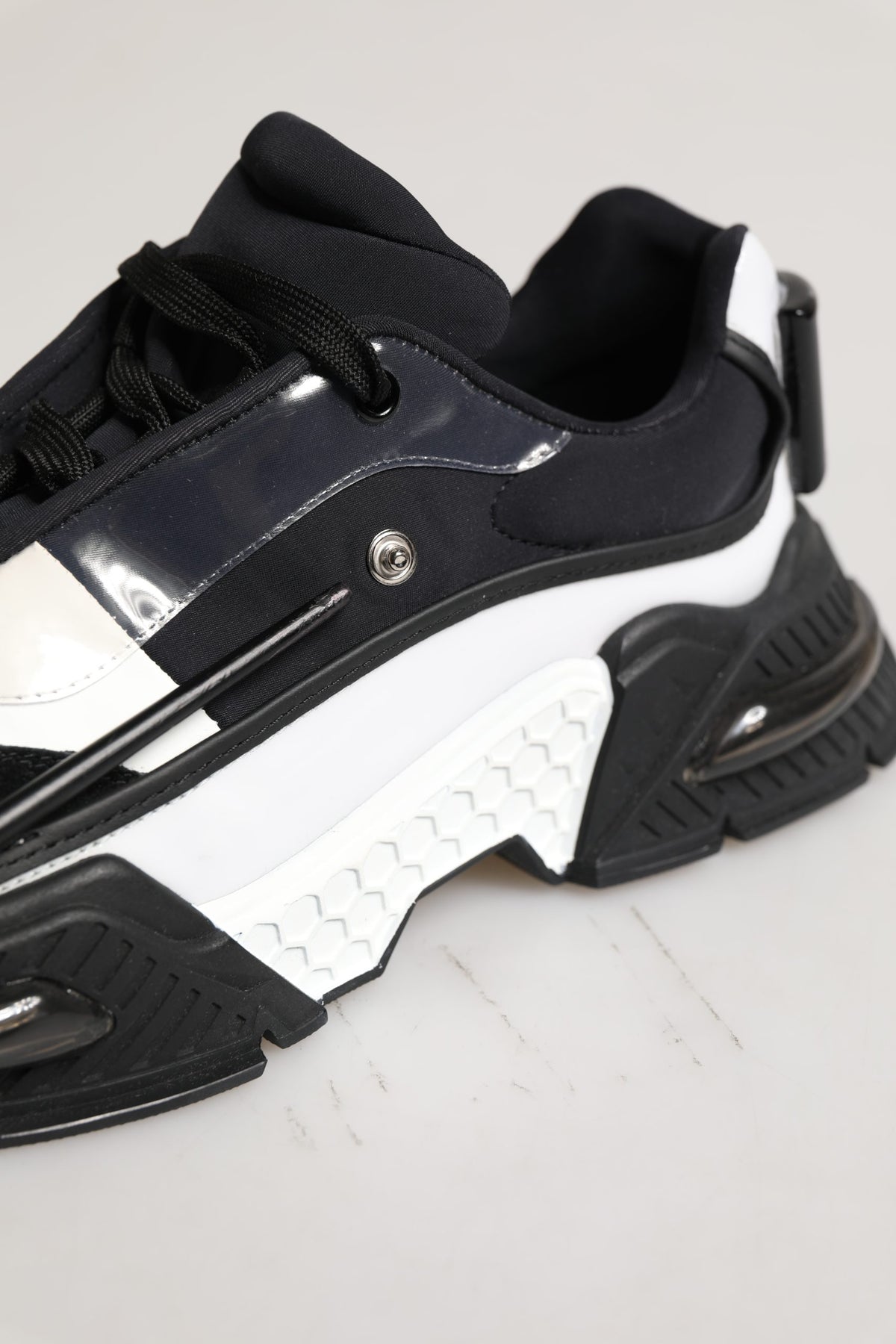 Dolce & Gabbana White Black Logo Airmaster Men Sneakers Shoes