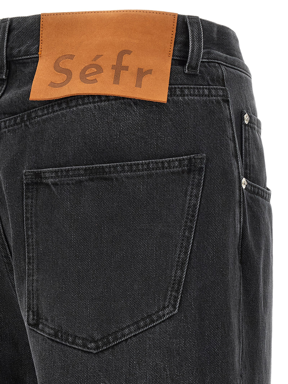 SÉFR Black Cotton Relaxed Fit Jeans