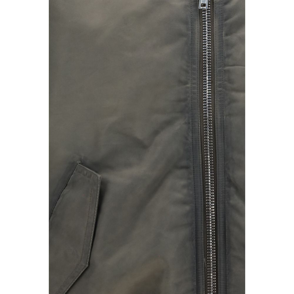 Rick Owens Men's Satin Nylon Bomber Jacket - Gray