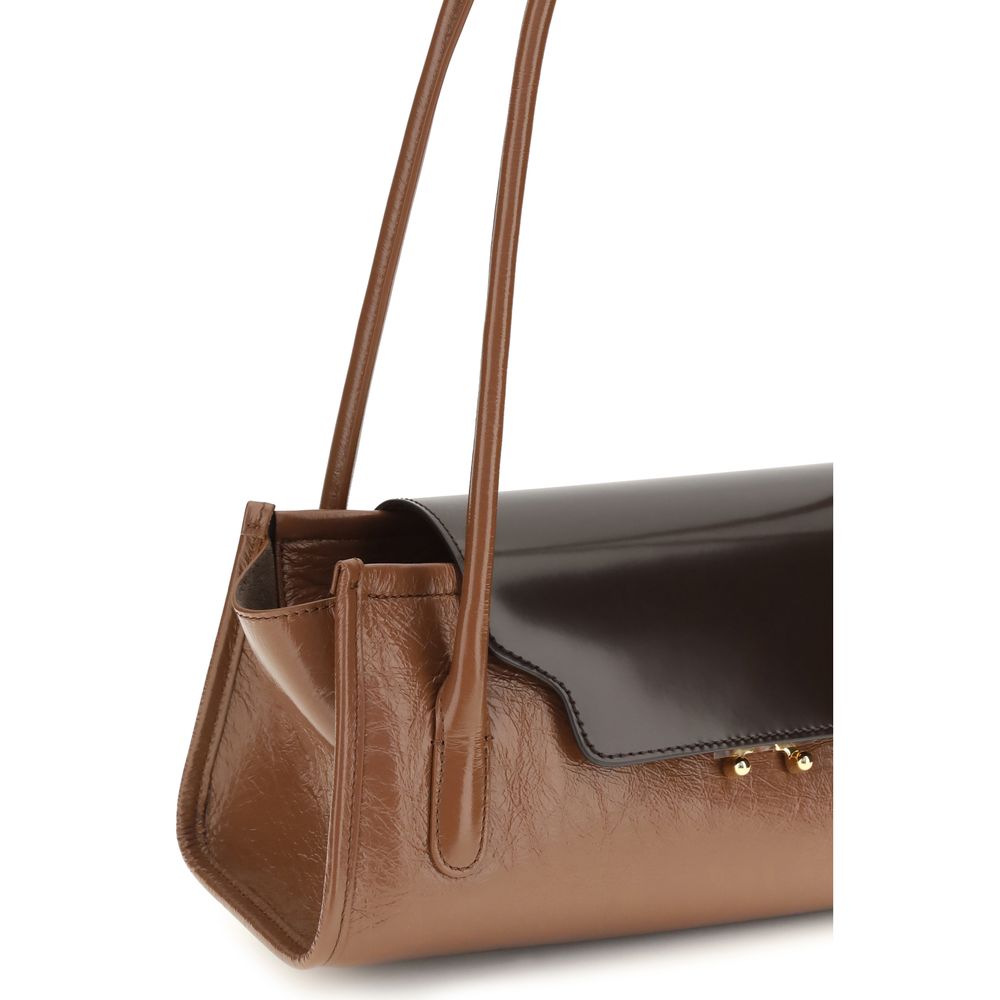 Marni Brown Calf Leather Bos Taurus Shoulder Bag