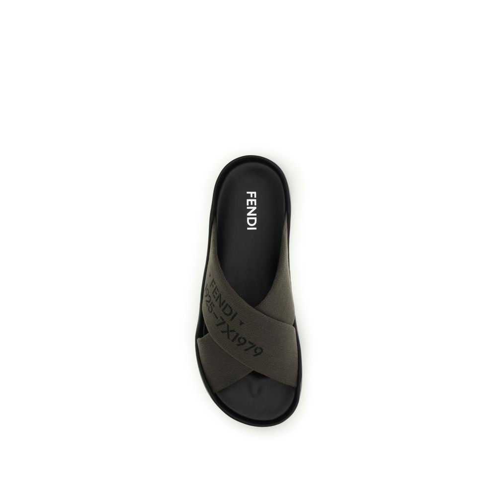 Fendi Bicolor Polyester Flat Sandals