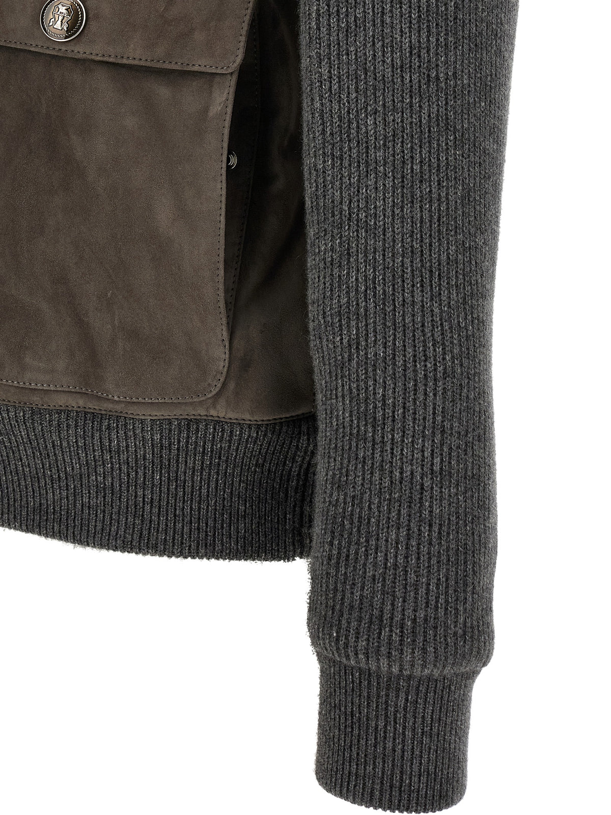 Brunello Cucinelli Gray Lamb Leather Leather Jacket