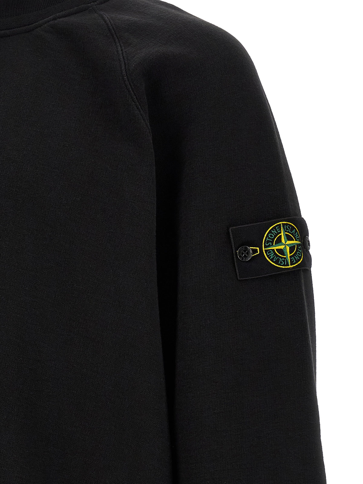 Sweatshirt by Stone Island for men in cotton black & signature features an provocated silhouette, detailed with a provocated and a refined for a sophisticated aesthetic.