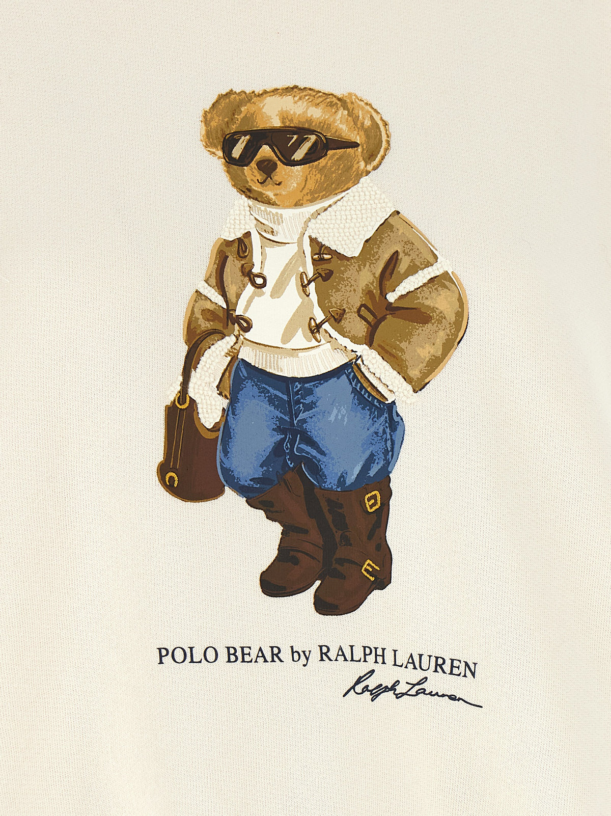 Activewear Sweatshirt by Polo Ralph Lauren for women in polyester cotton canvas cream, white & signature presents a dynamic silhouette, featuring a dynamic and detailed with functional .
