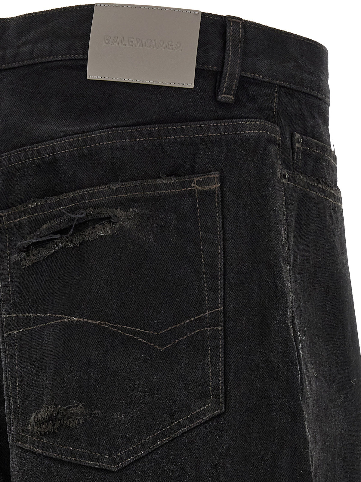Balenciaga Japanese Men's Cotton Denim Jeans - Black Gray