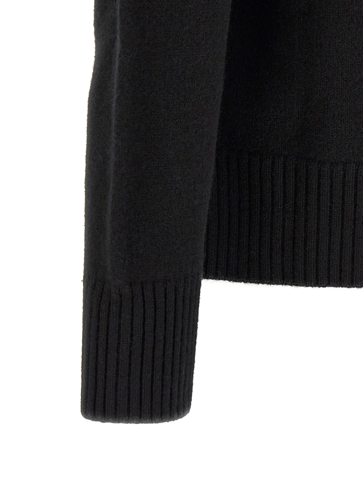 Ami Paris Men's Relaxed Fit V Neck Merino Wool Cardigan - Black Red