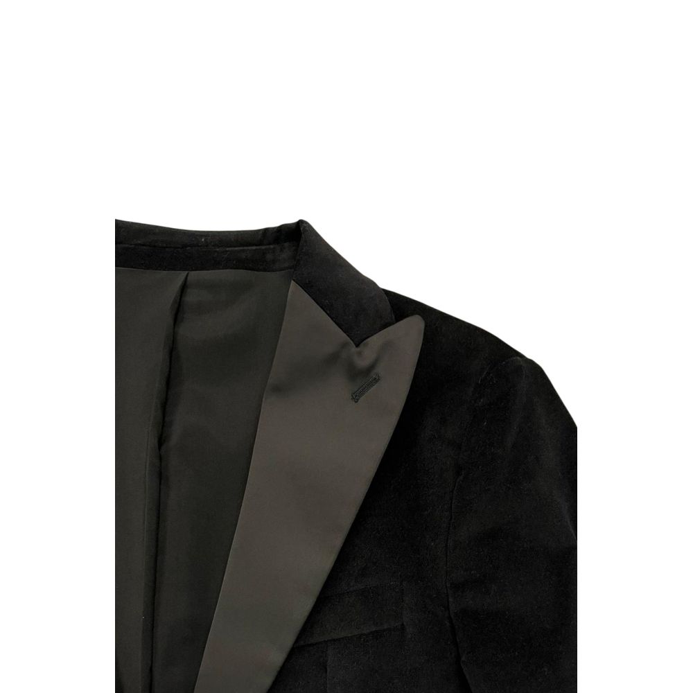 Roberto Pepe Luxury Black Cotton Men Jacket