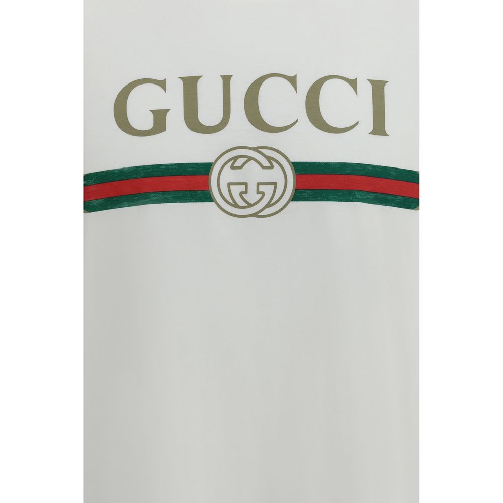 Gucci Gg Men's Regular Fit Short-Sleeve Cotton & Silk T-Shirt - White Signature Print